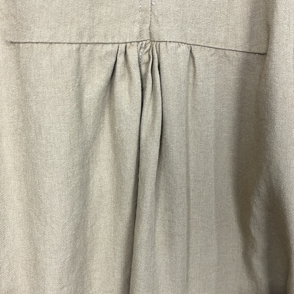 Mystree Womens Tunic/Jacket L Tan 4 Button Close Wide Sleeves Pockets Peplum Hem - Picture 13 of 16